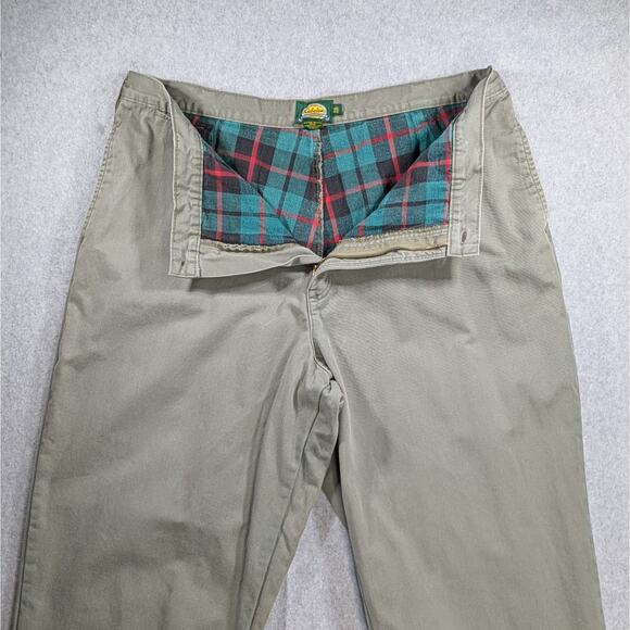 Cabela's Flannel Lined Green Pants Men's 42x30 Tan Chino Regular Fit Winter - Picture 5 of 6